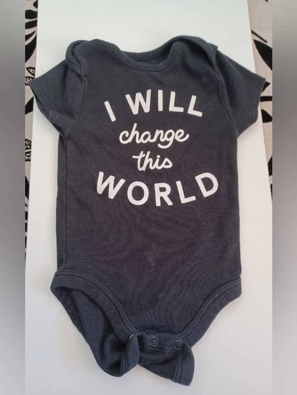 6M Baby Jumping Beans Baby Bean Onesie I Will Change The World Black Clothes